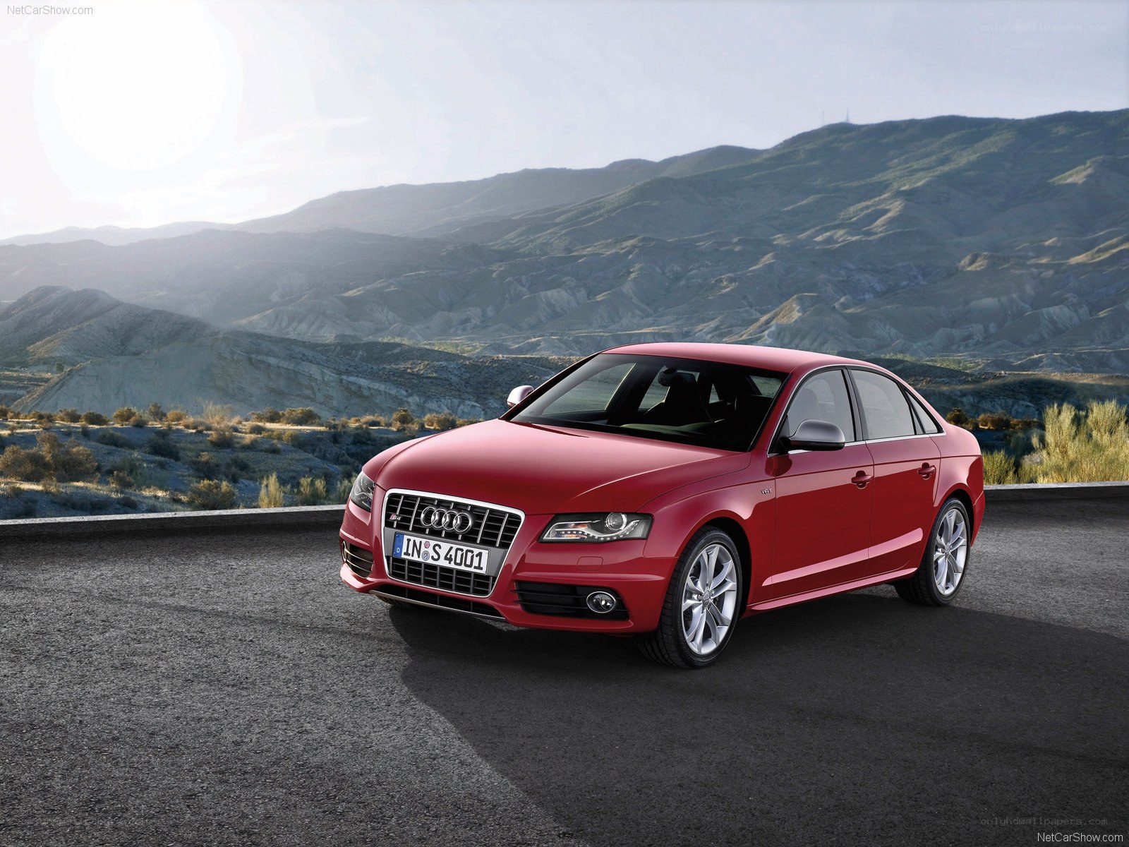 Red Audi S4 on a mountain road
