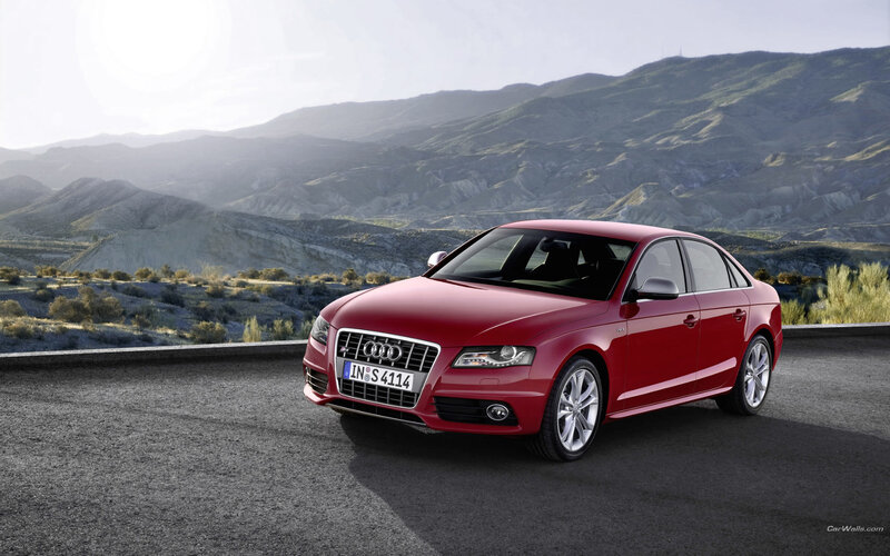 Red Audi S4 on mountain road