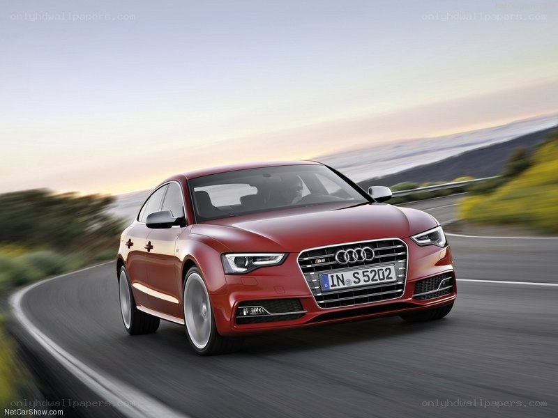 Red Audi S5 in motion