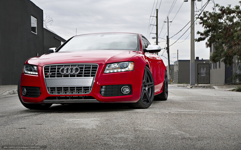 Red Audi S5 on urban street