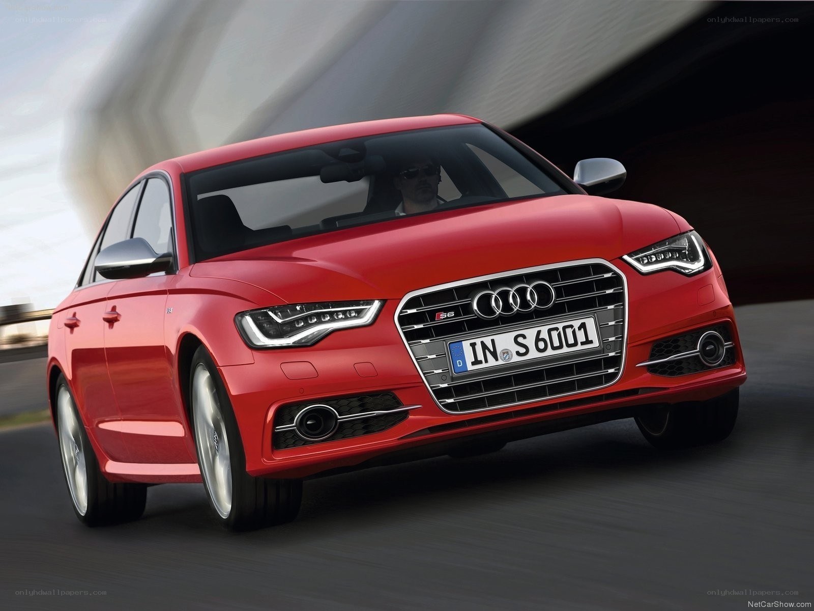 Red Audi S6 in motion