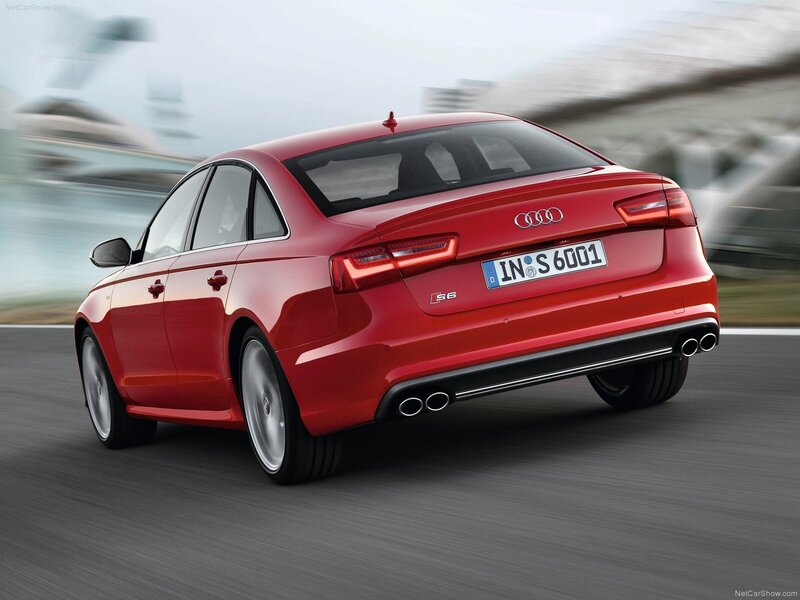 Red Audi S6 in motion