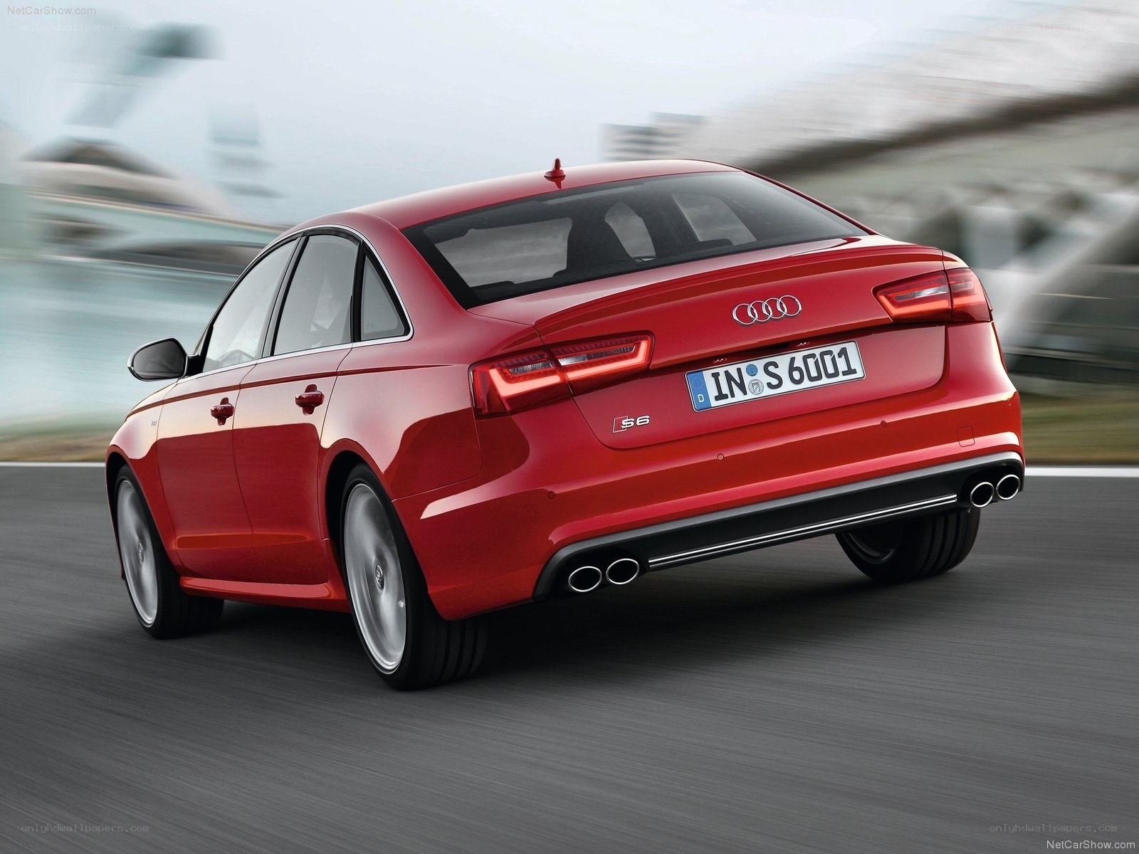 Red Audi S6 in motion