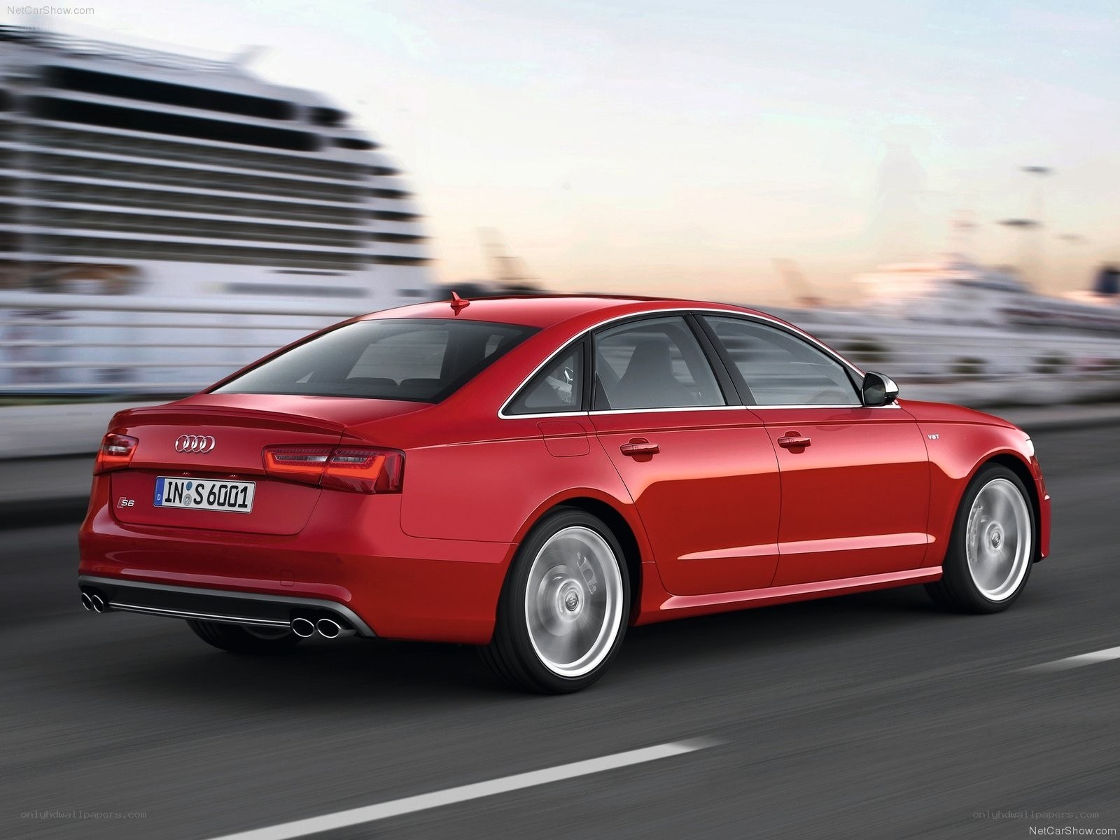 Red Audi S6 in motion