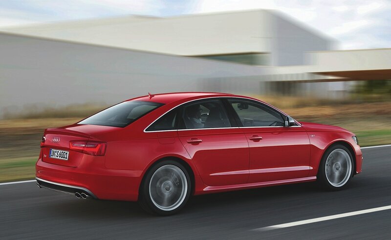 Red Audi S6 in motion