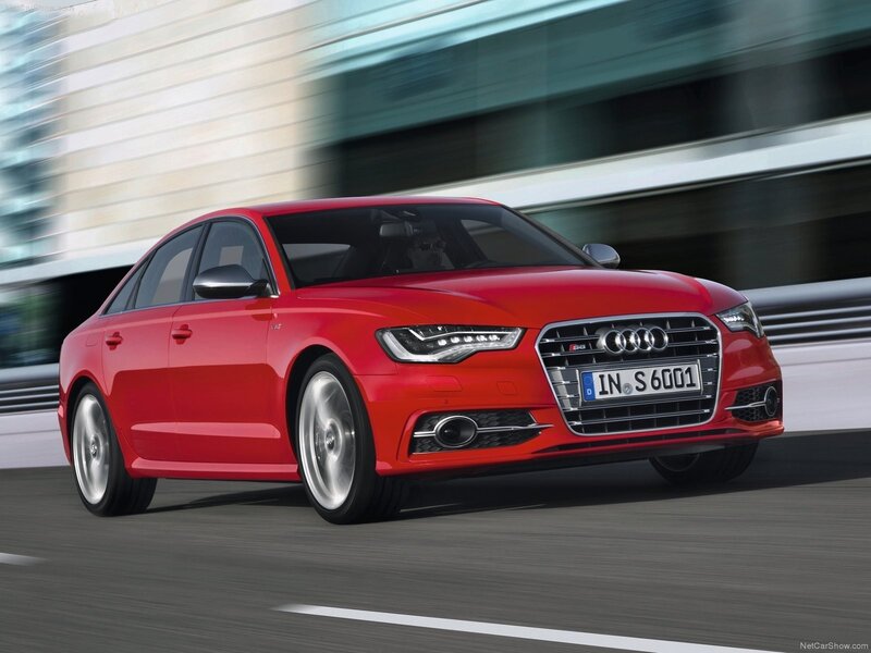 Red Audi S6 in motion