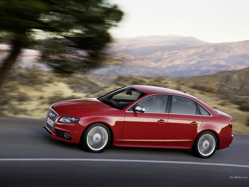 red audi sedan on mountain road