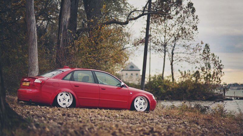 Red Audi Sedan — Serene, Autumn