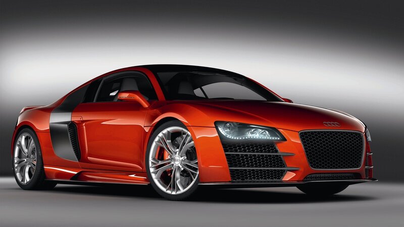 Red Audi Sports Car — Dramatic, 3d Render, Headlights, Wheels, Black