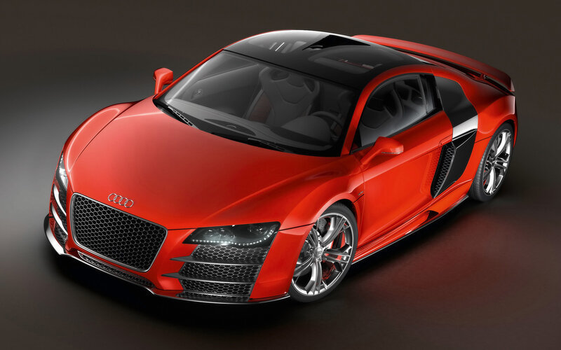 Red Audi Sports Car — Dramatic, Photograph, Wheels