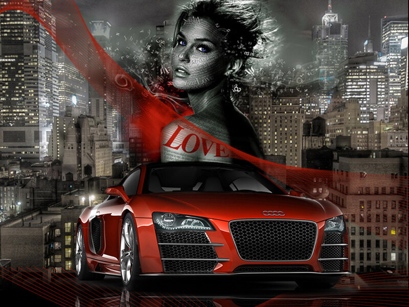 Red Audi Sports Car — Dramatic
