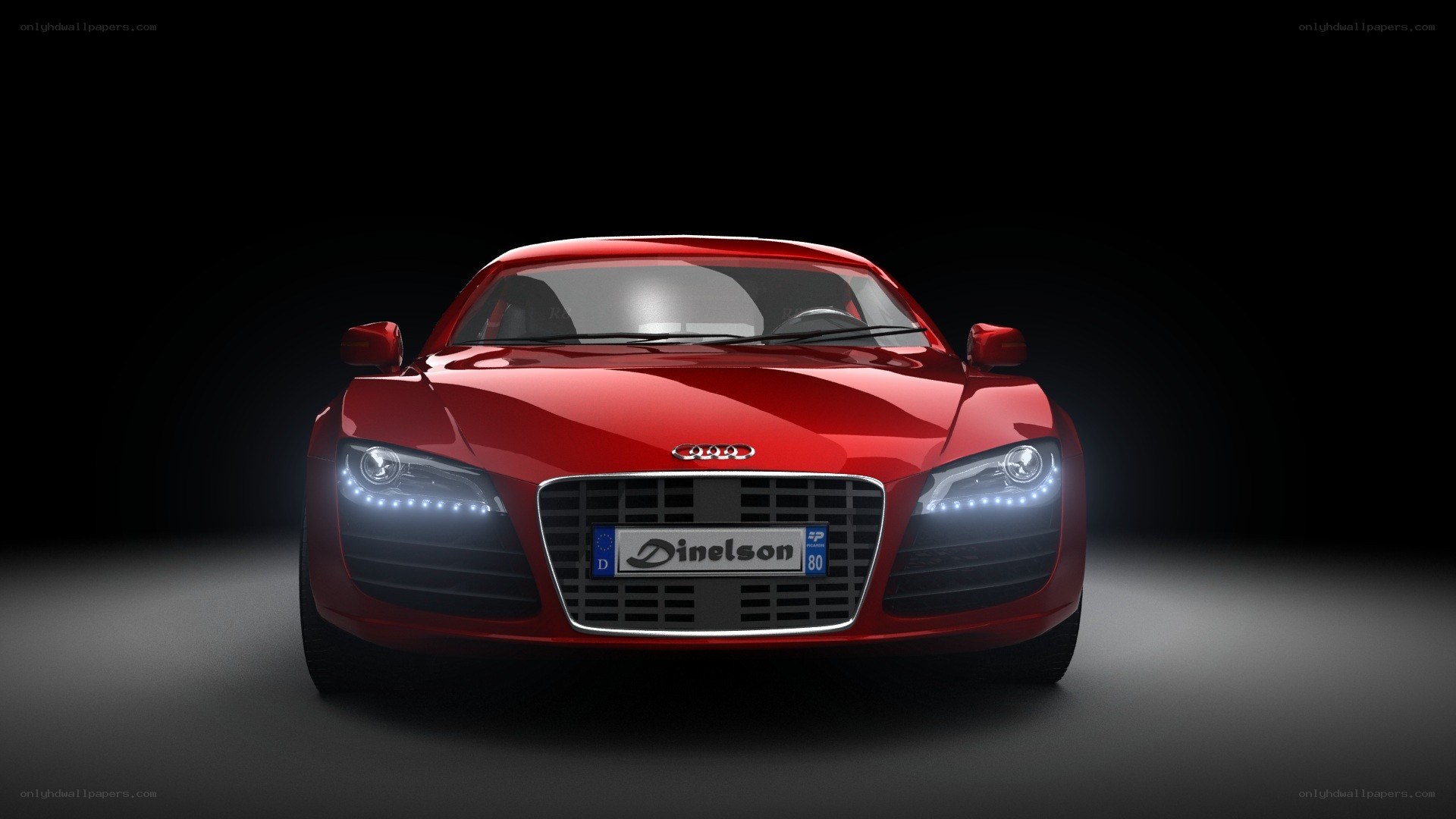 Red Audi sports car front view