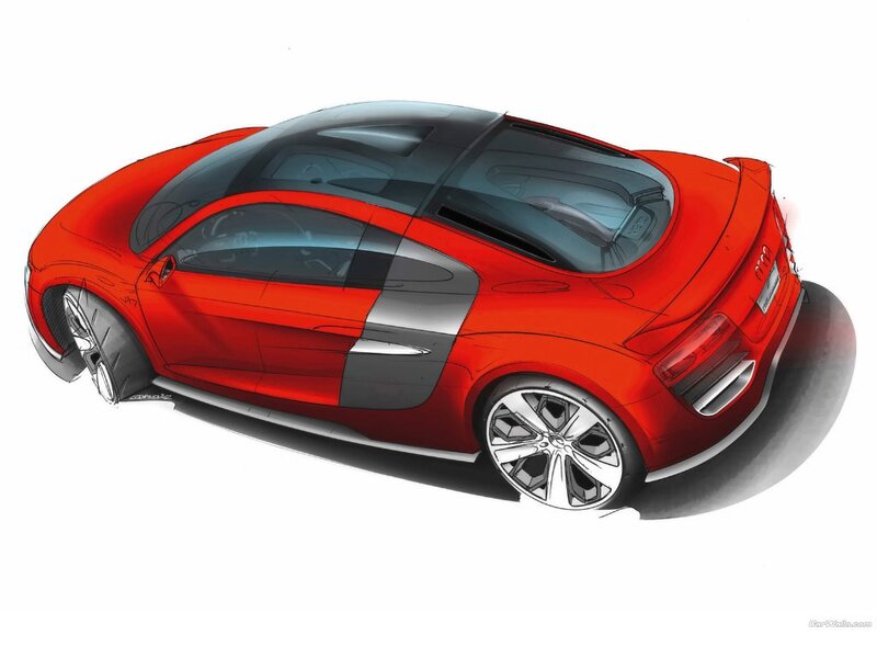Red Audi sports car sketch