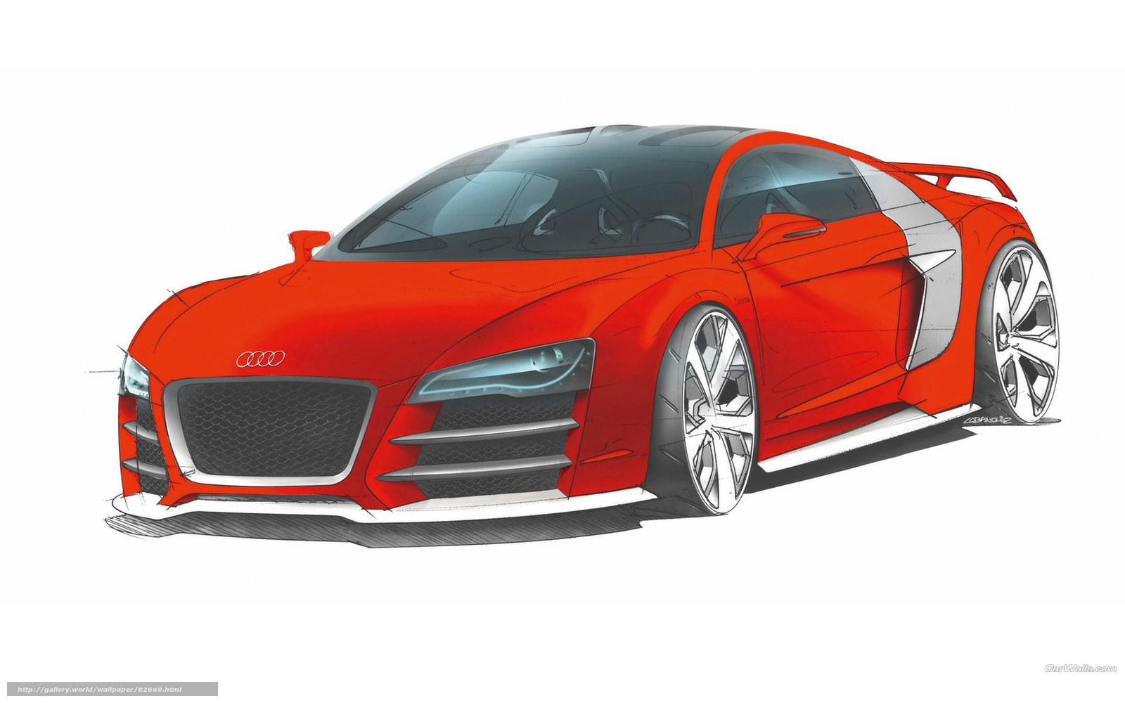 Red Audi sports car sketch