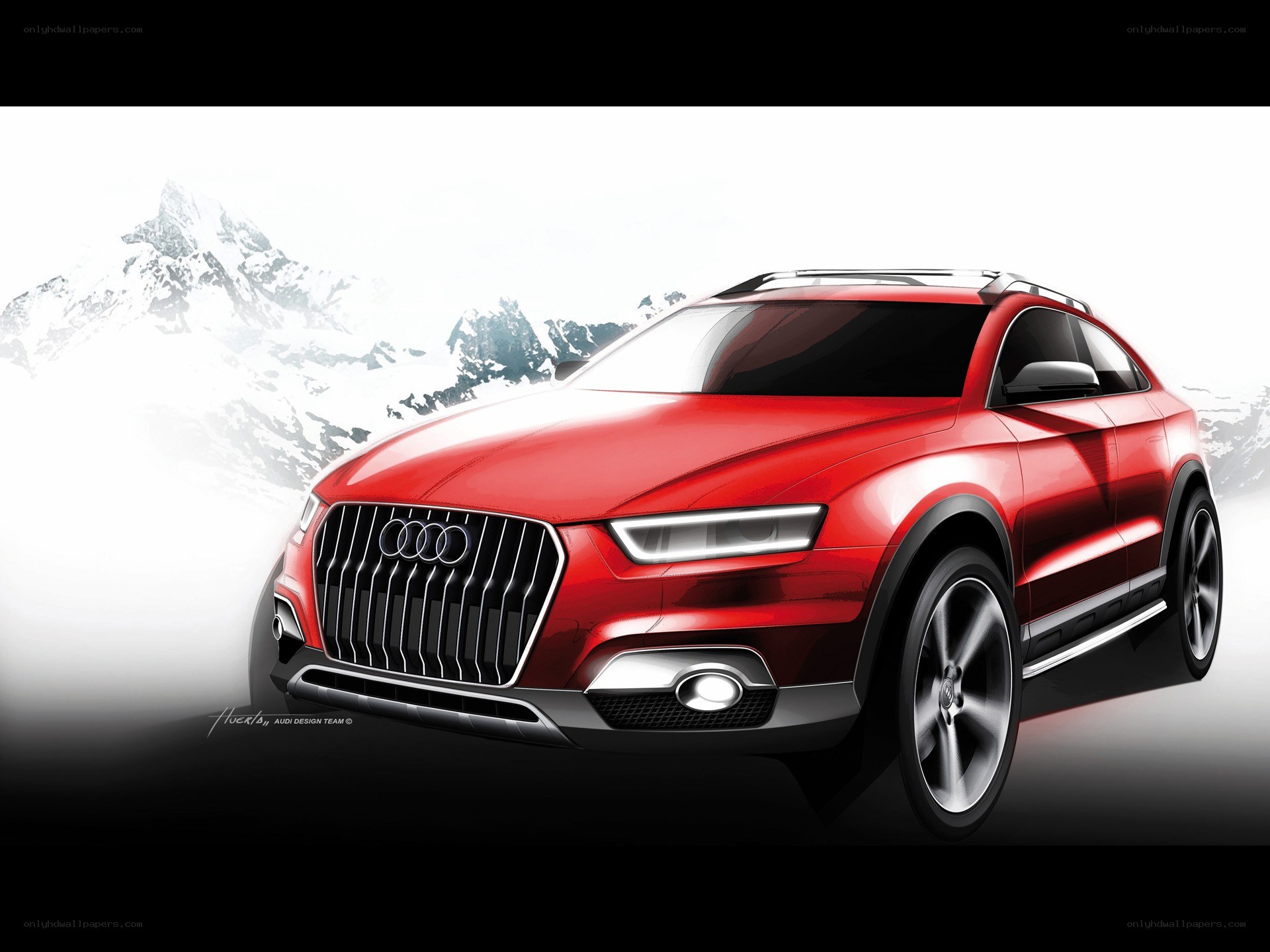 Red Audi SUV concept sketch
