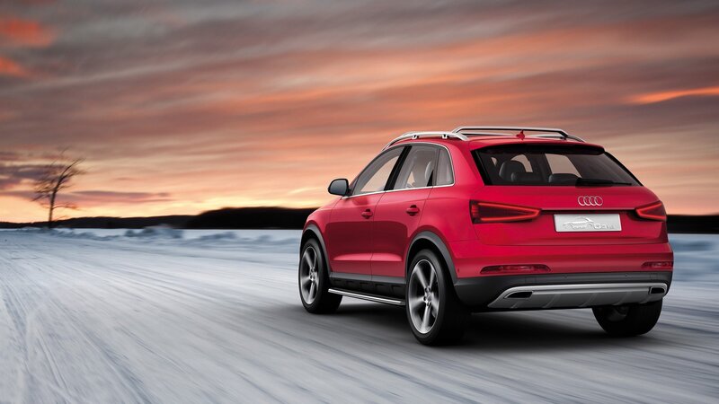 Red Audi Suv — Dramatic, Winter, Photograph, Snow, Sky
