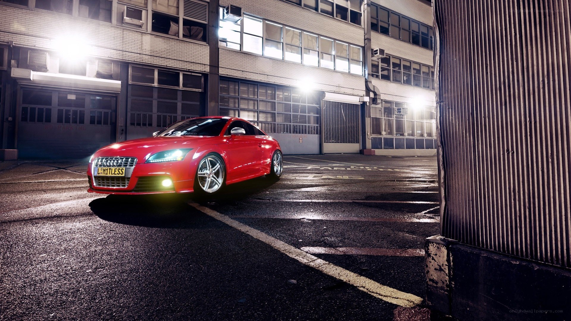 Red Audi TT at night