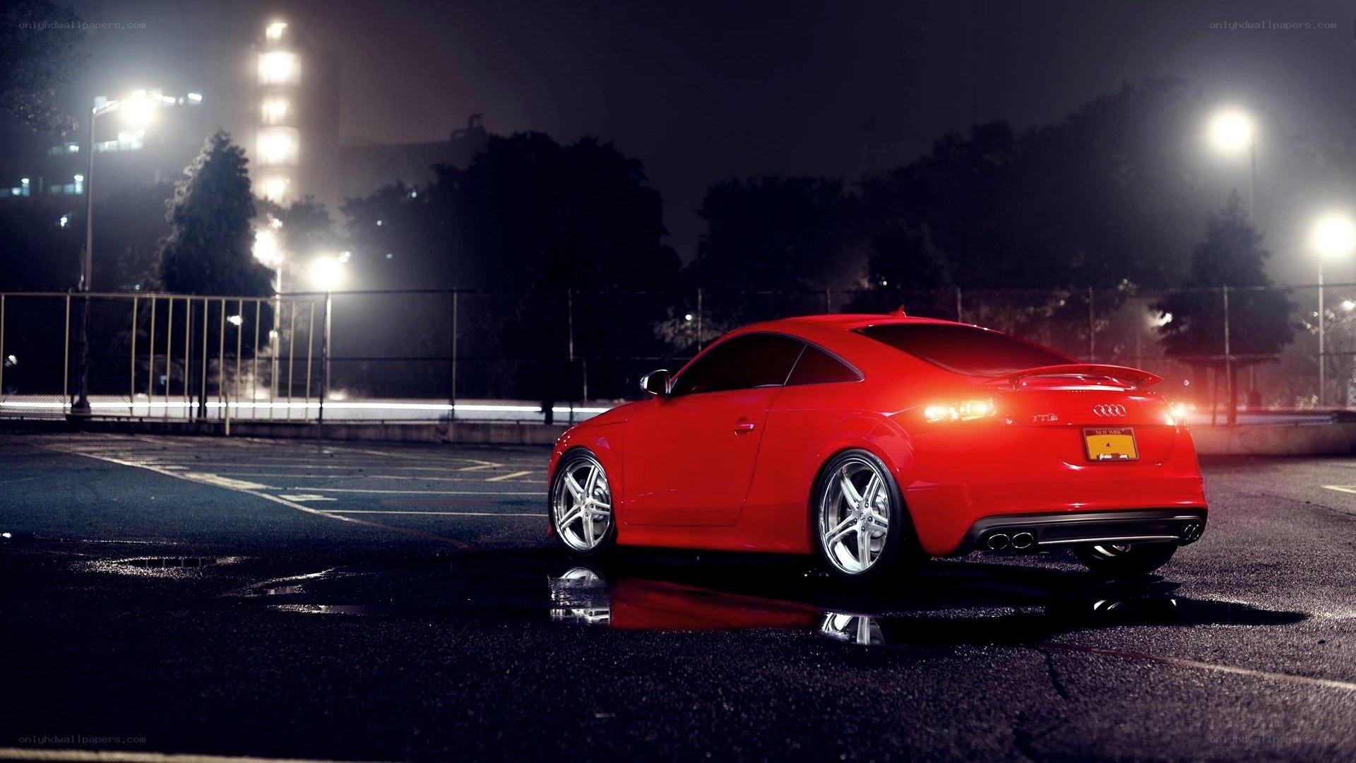 Red Audi TT at night