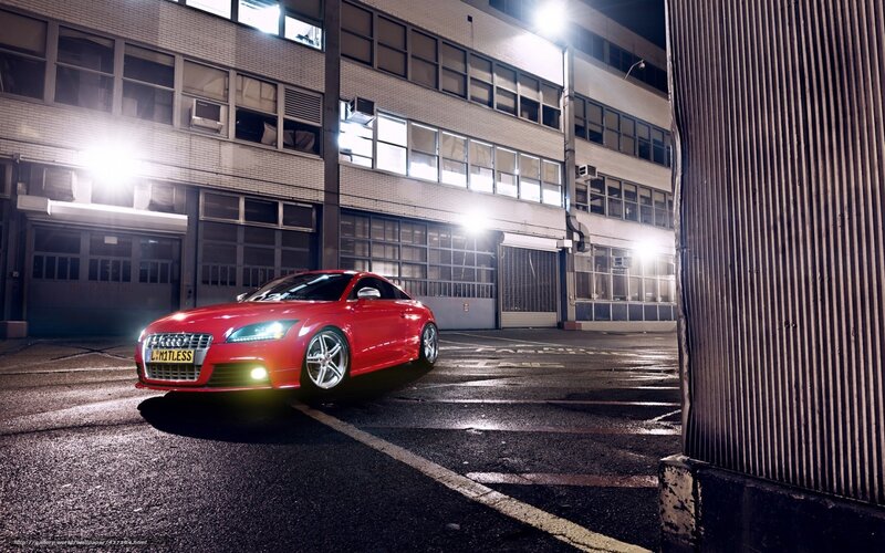 Red Audi TT at night