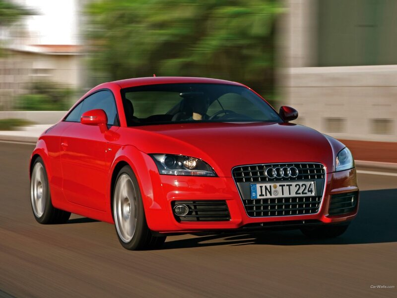 Red Audi Tt Coupe — Dynamic, Afternoon, Photograph, Car, Road, License Plate