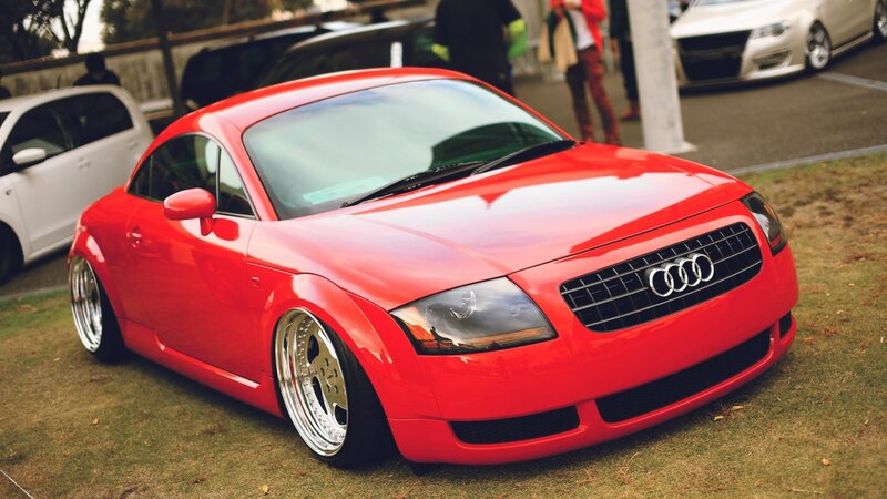 Red Audi TT on display