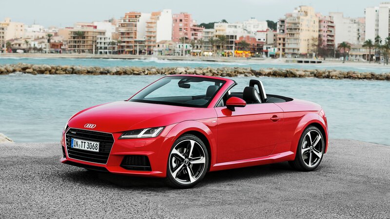 Red Audi TT Roadster by the sea
