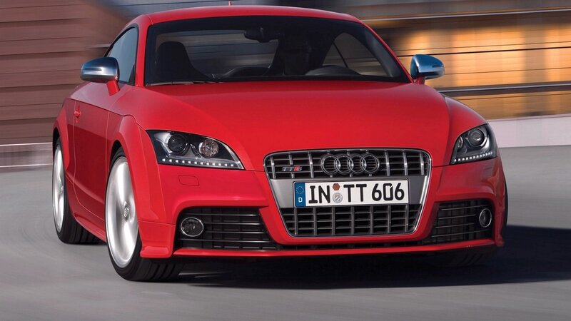 Red Audi TT RS in motion