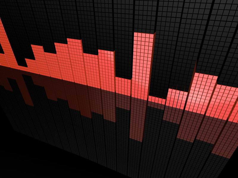 red audio waveform bars