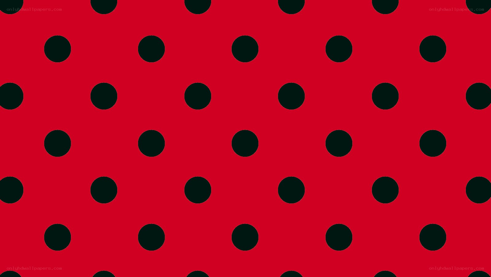 red background with black polka dots