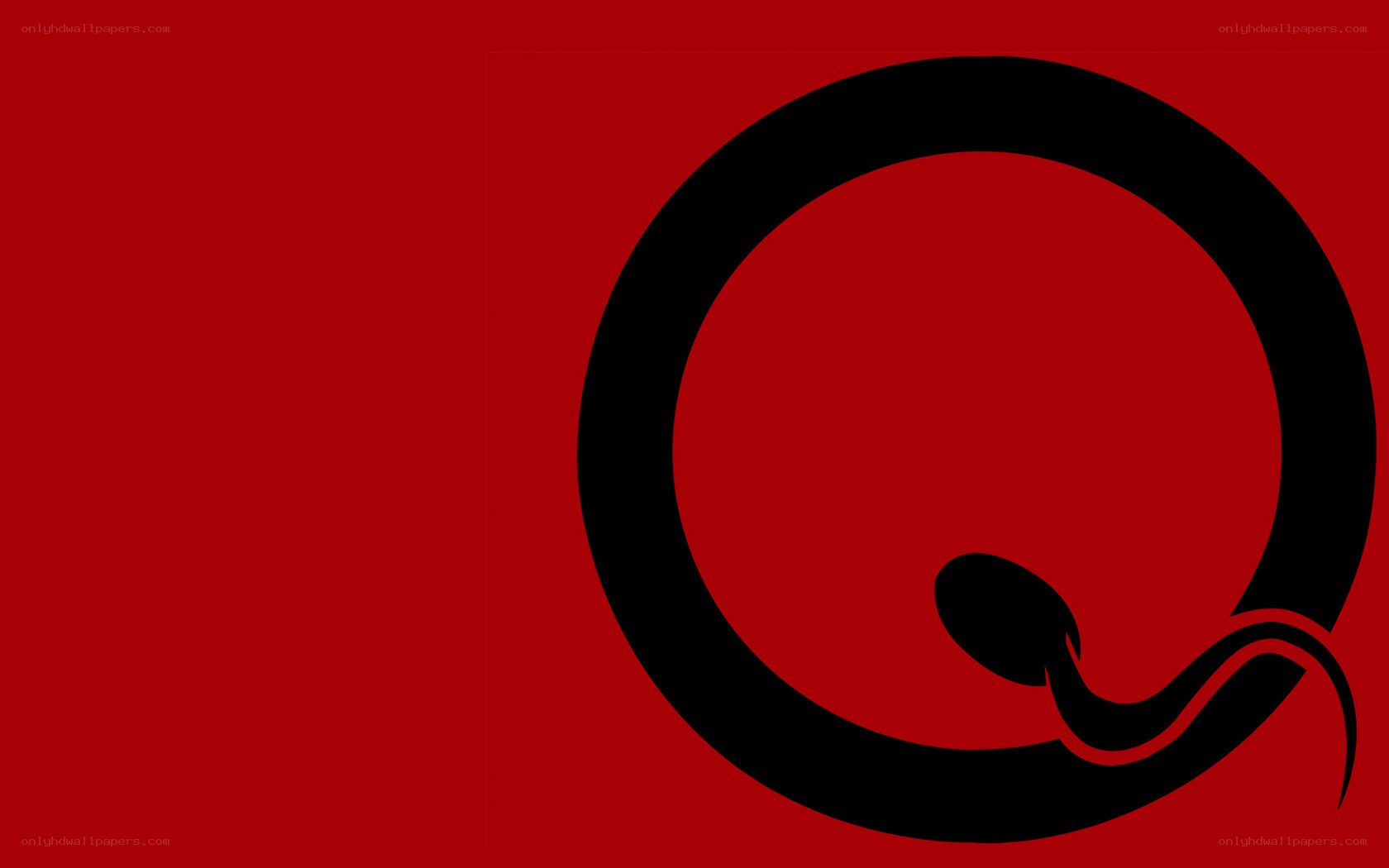 Red background with black Q symbol