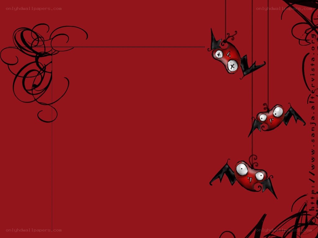red background with cartoon bats