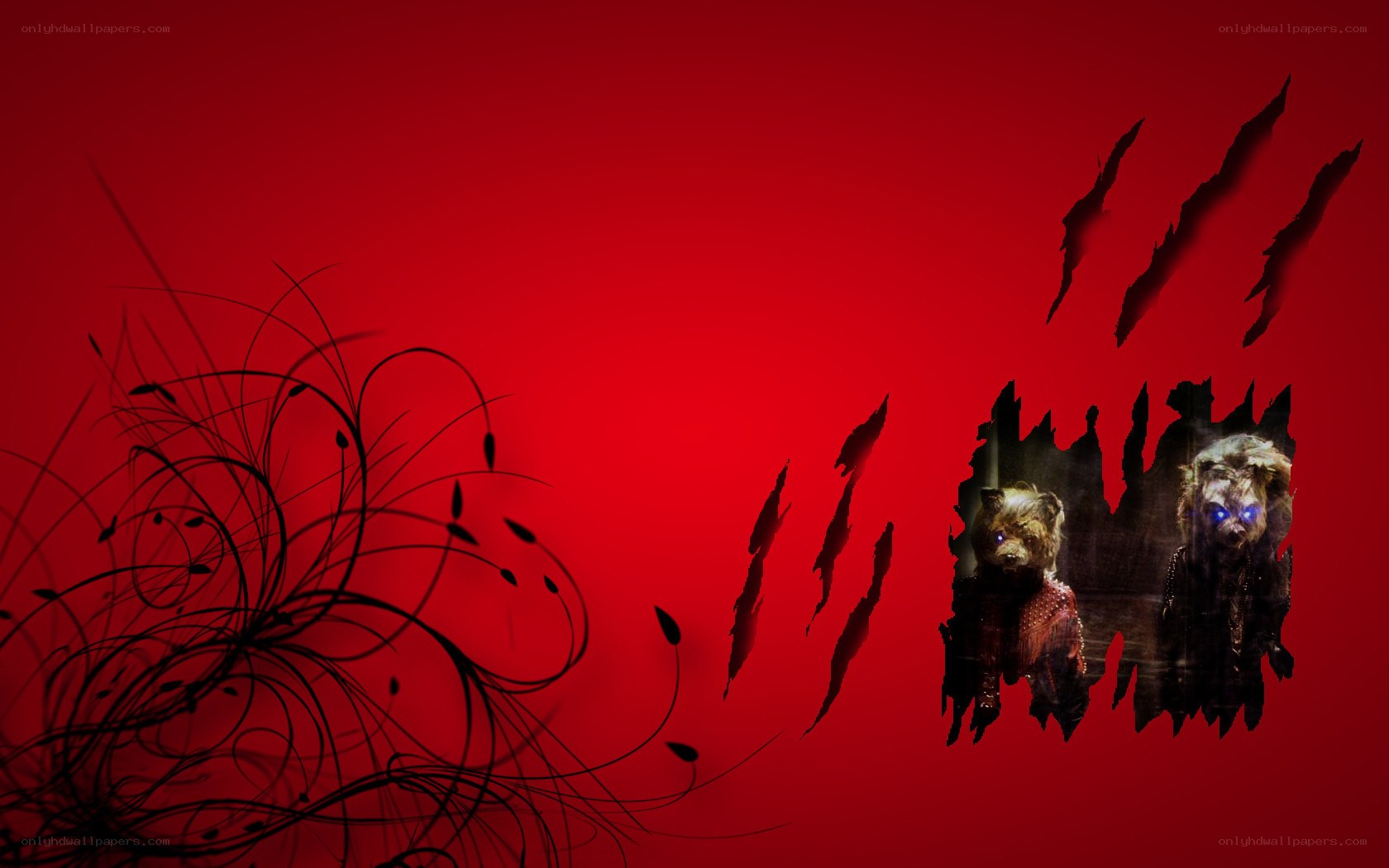 red background with claw marks