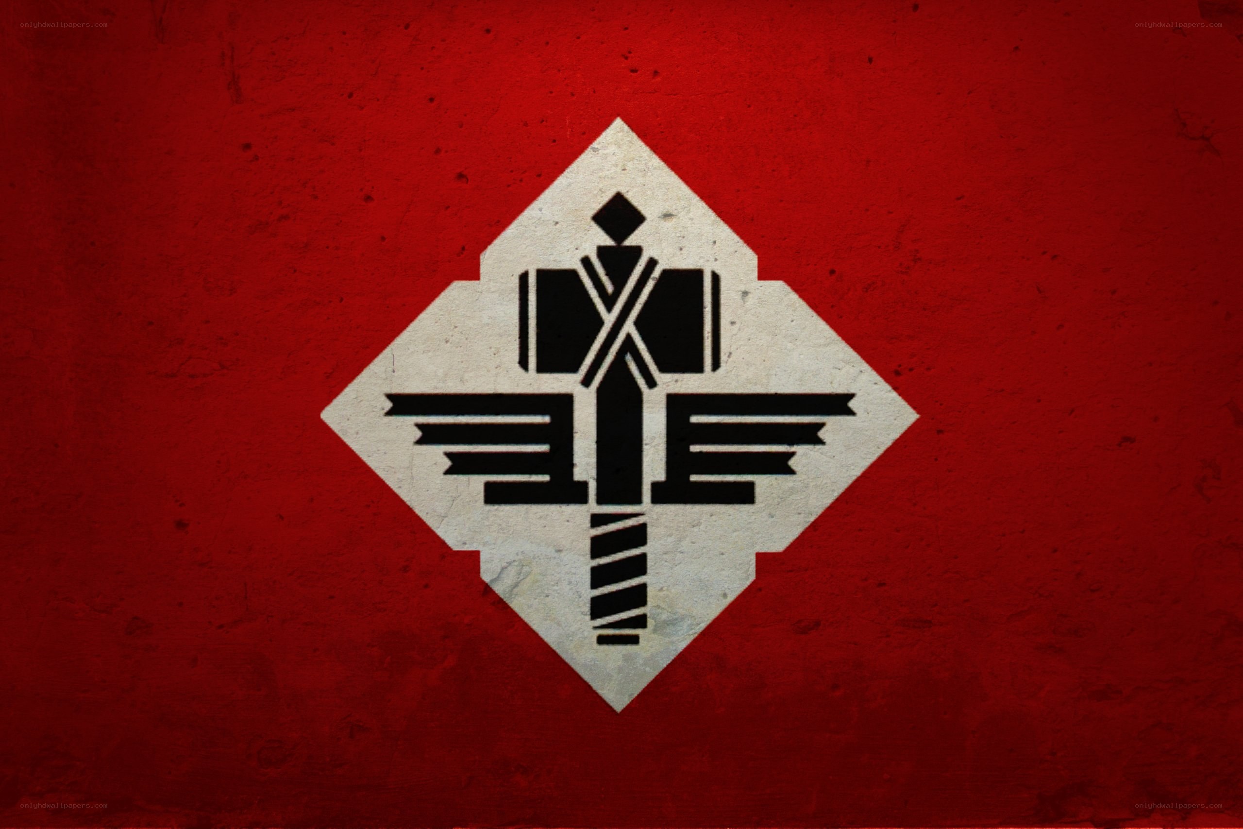 red background with emblem