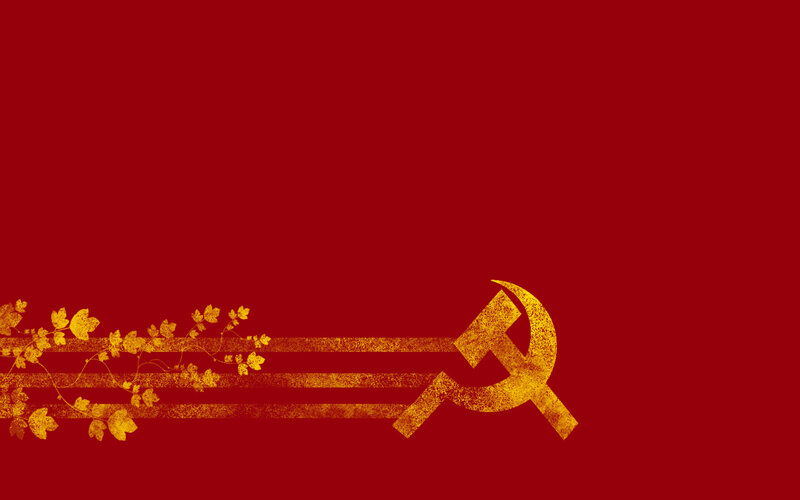Red background with hammer and sickle