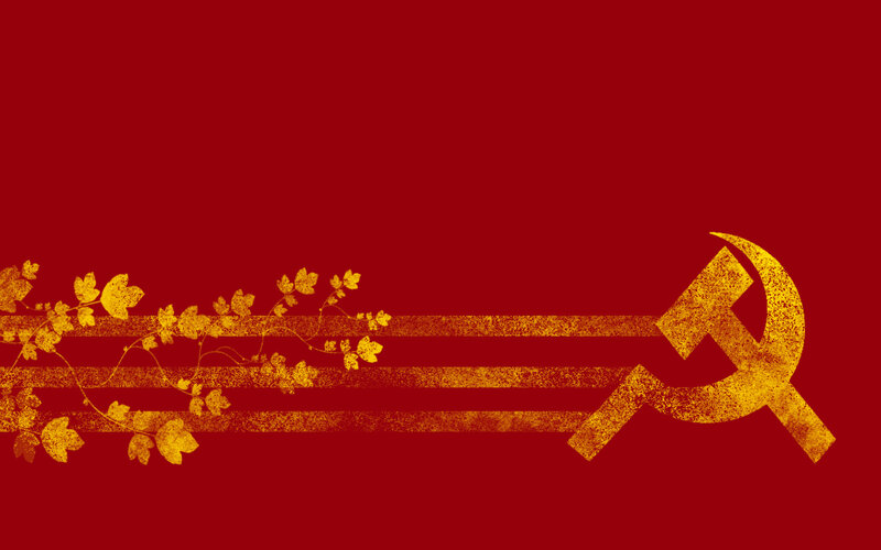 Red background with hammer and sickle
