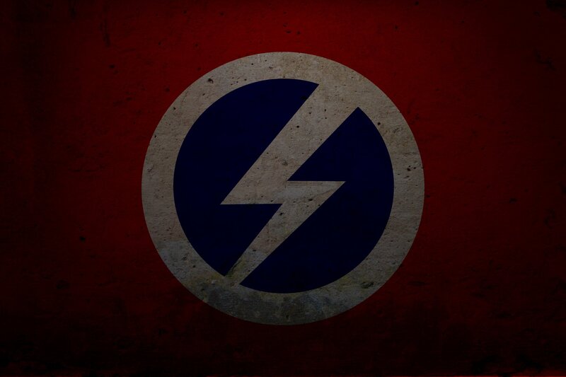 red background with lightning bolt symbol