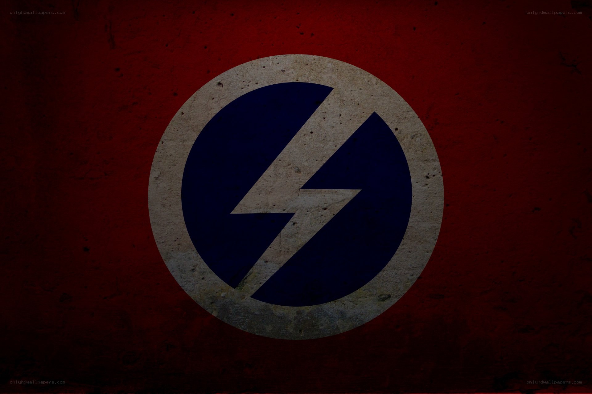 red background with lightning bolt symbol