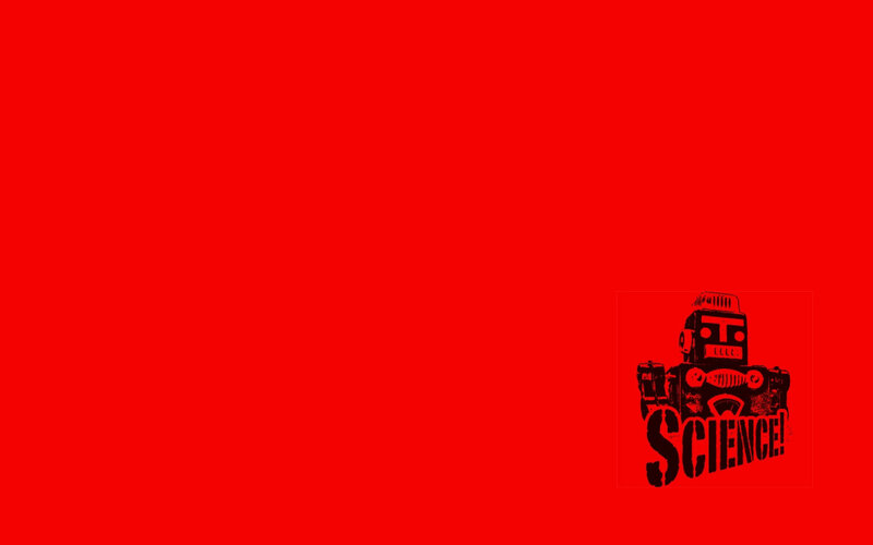 red background with robot logo