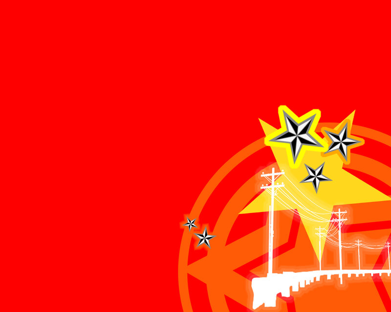 red background with stars and power lines