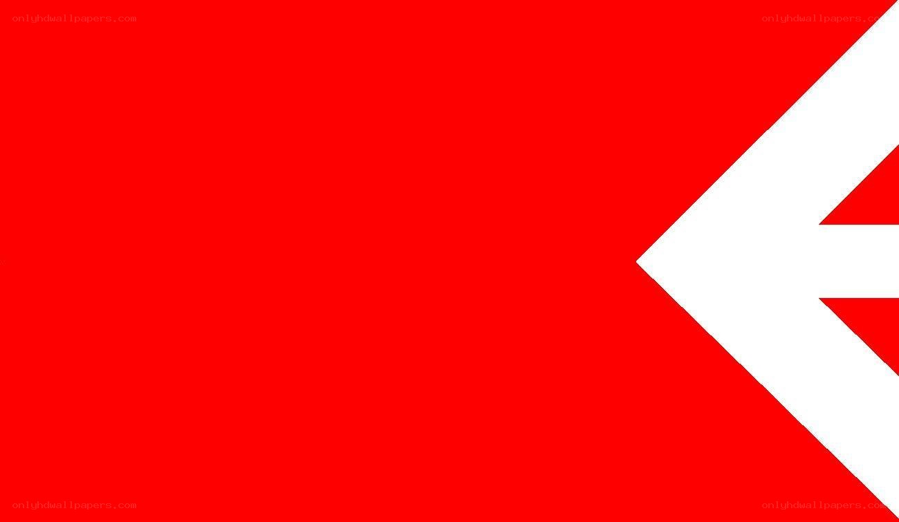 red background with white arrow