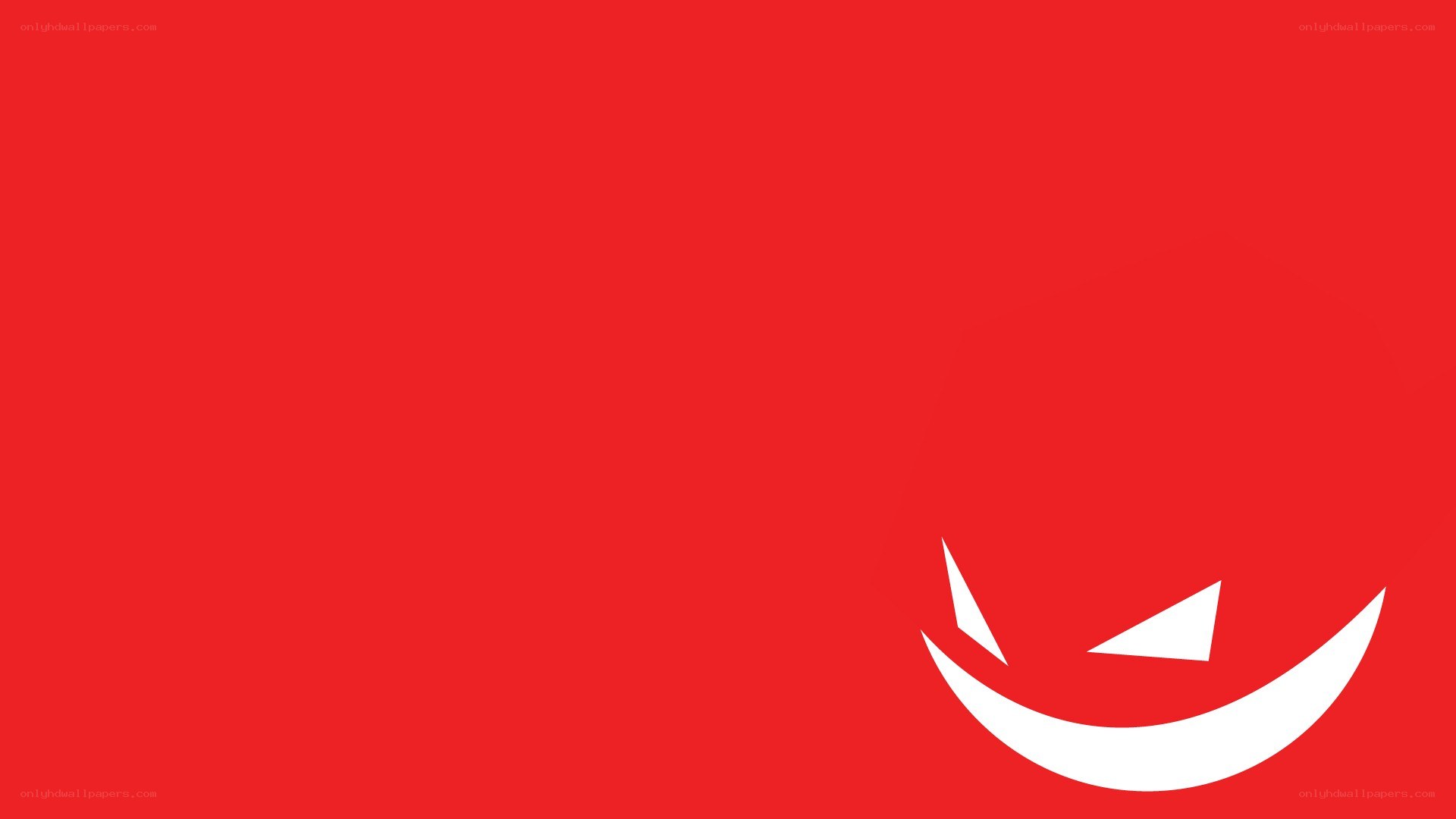 red background with white smiley