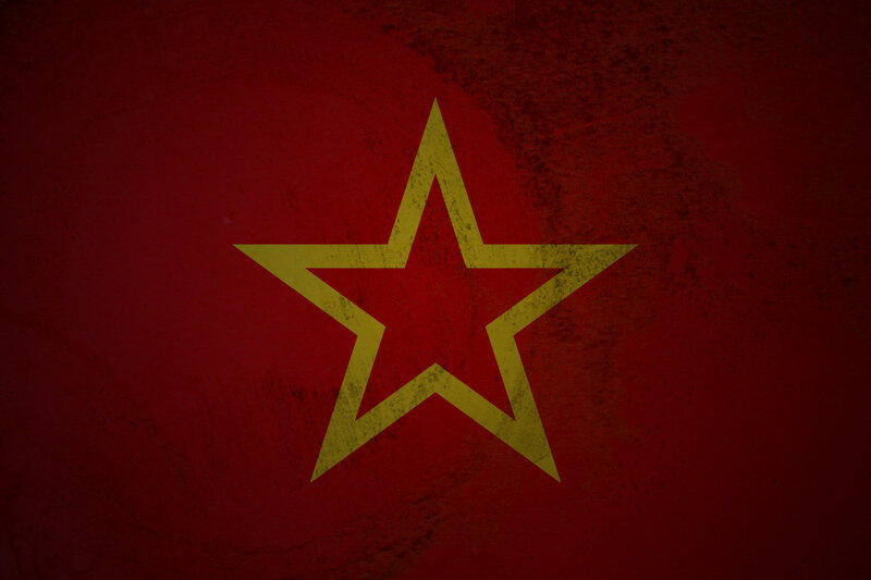 Red background with yellow star