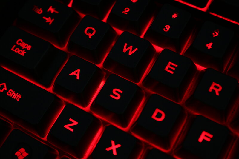 red backlit keyboard close-up