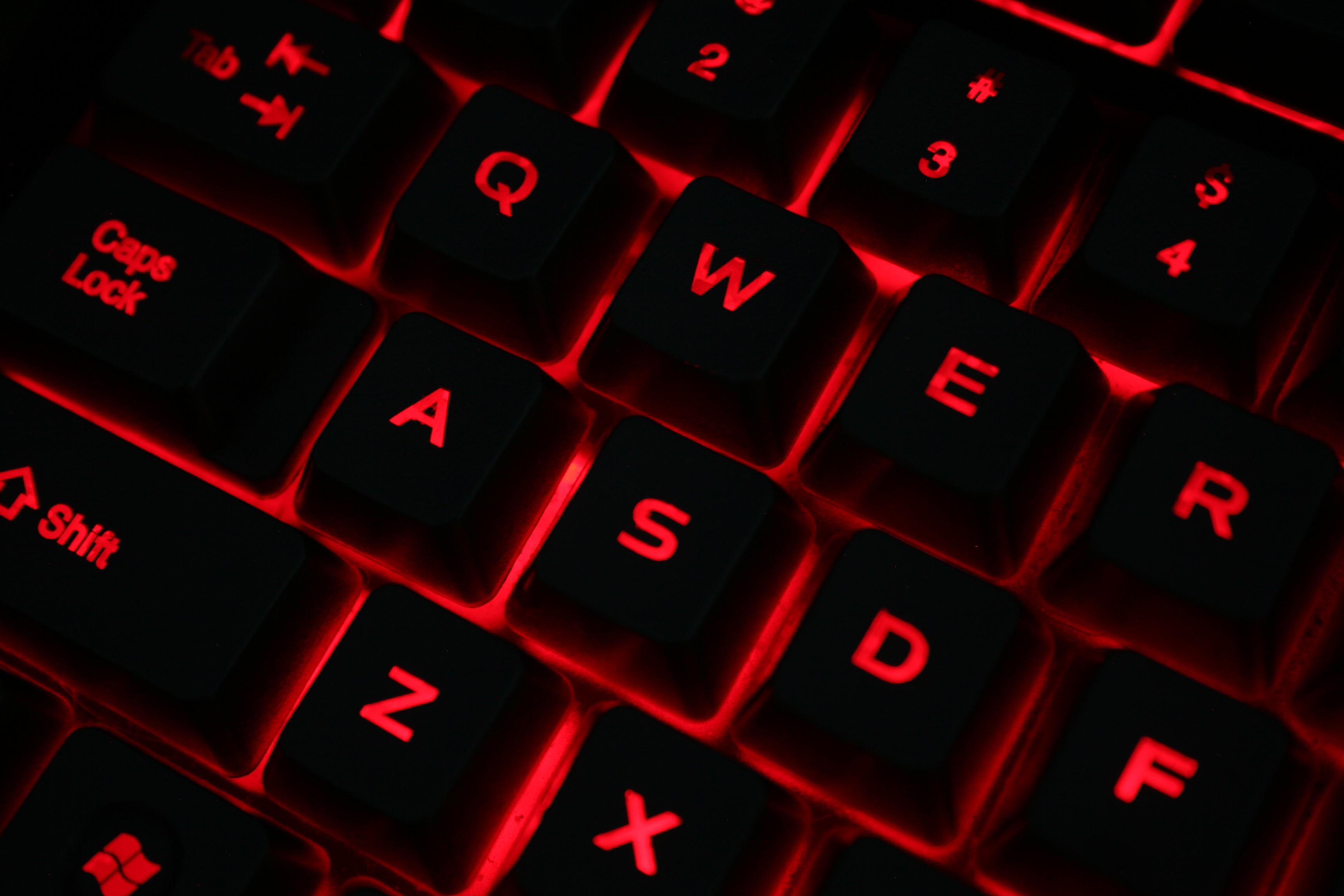 red backlit keyboard close-up