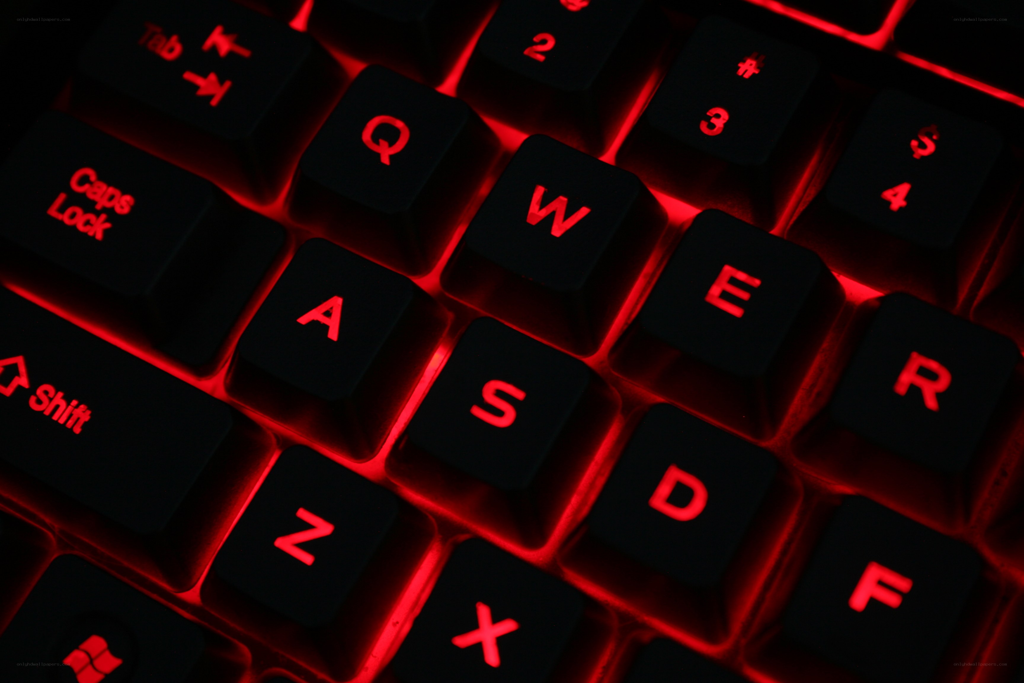red backlit keyboard close-up