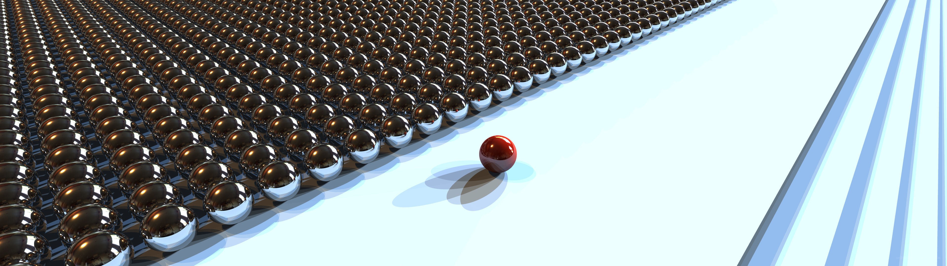 Red ball among silver balls