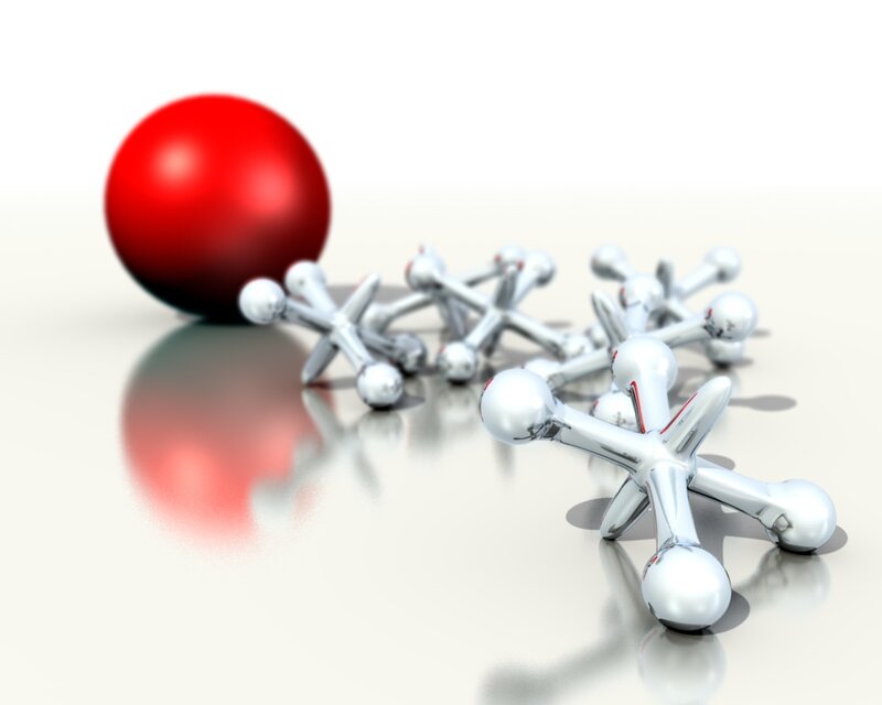 Red ball and silver jacks