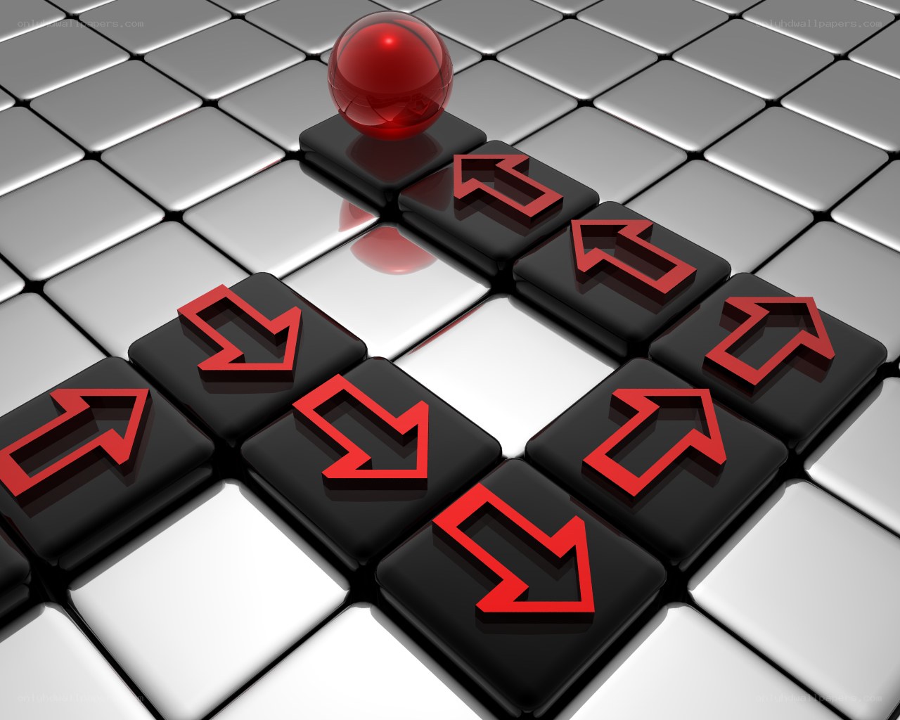 Red ball on directional grid