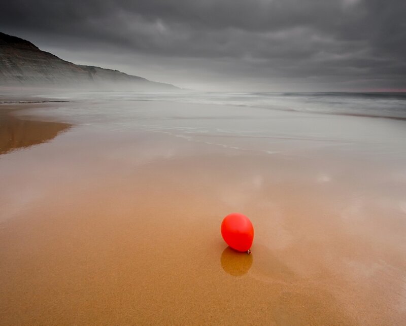 Red Balloon on Beach