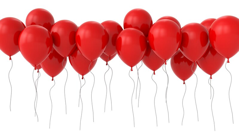 Red Balloons Floating — Festive